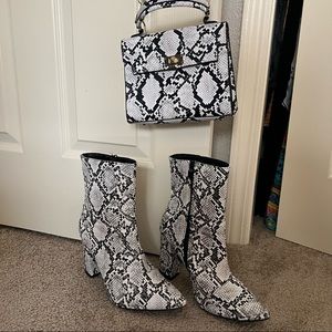 Snakeskin Print Boots & Purse GUC